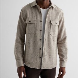 Express Men's Double Pocket Flannel Shirt Jacket Light Gray Size Large Shacket